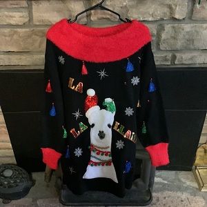 Ladies Llama Christmas Tunic Sweater